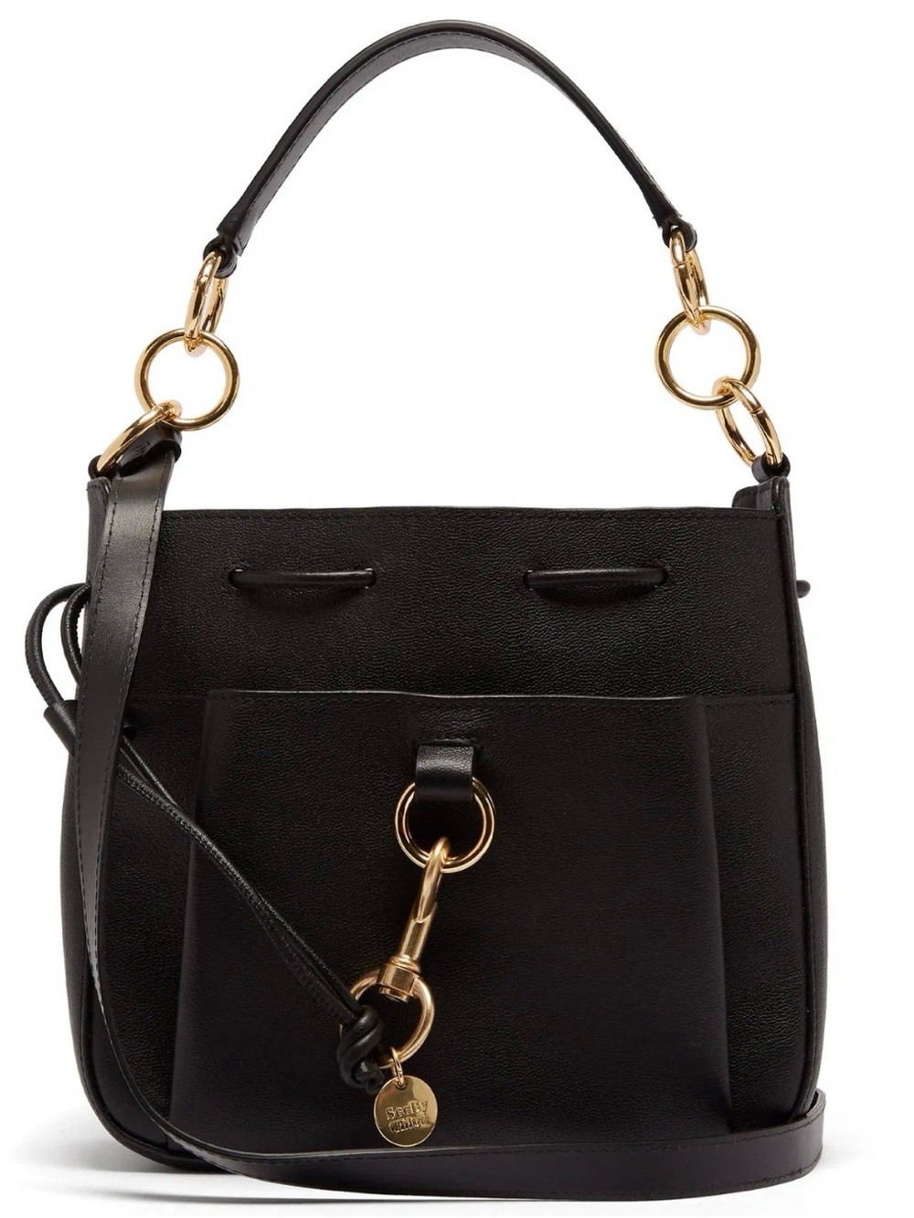 See By Chloe Black Leather Shoulder Bag with Gold Hardware